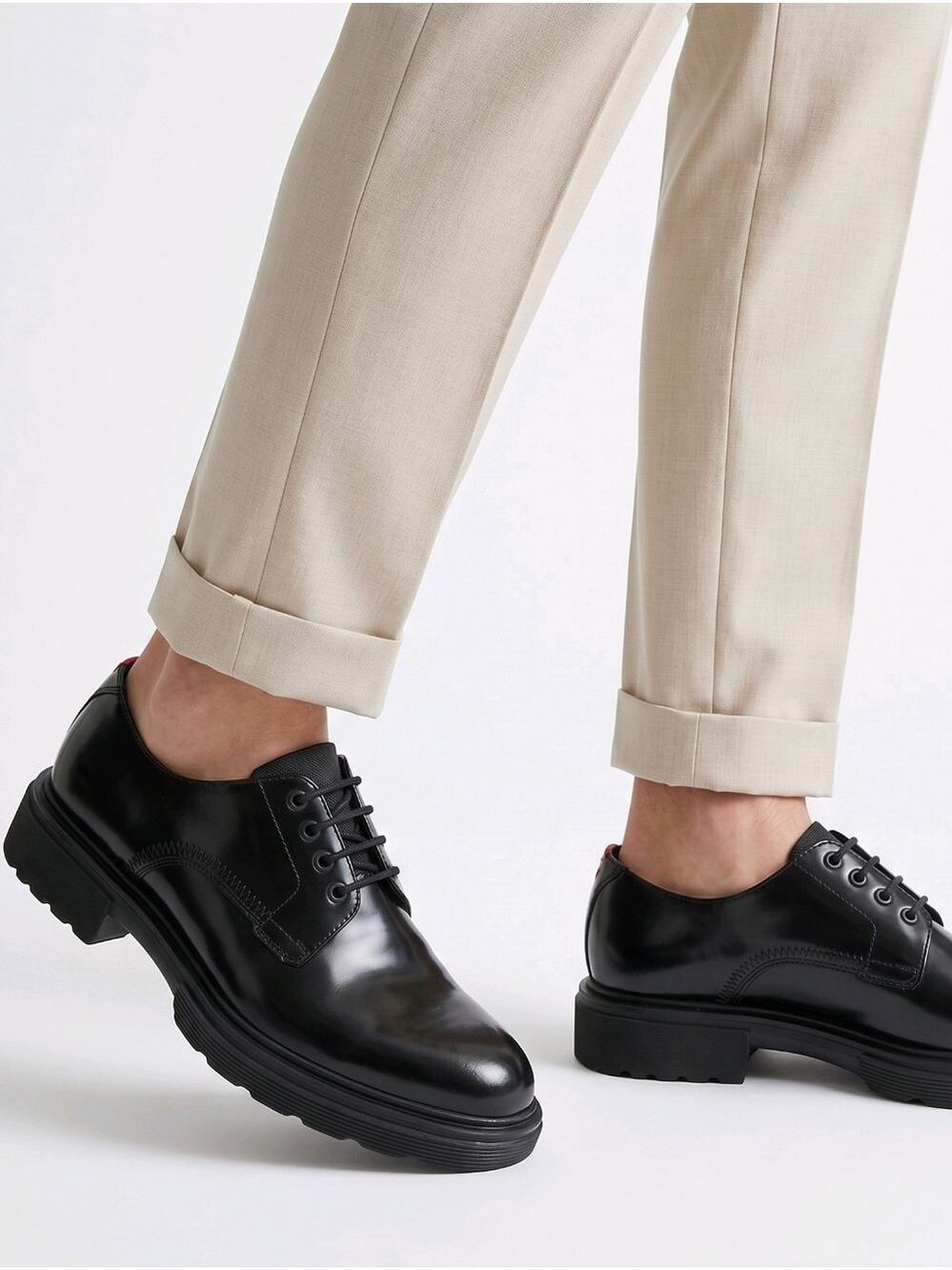 HUGO By Hugo Boss Black Polished Leather Derby Shoes
